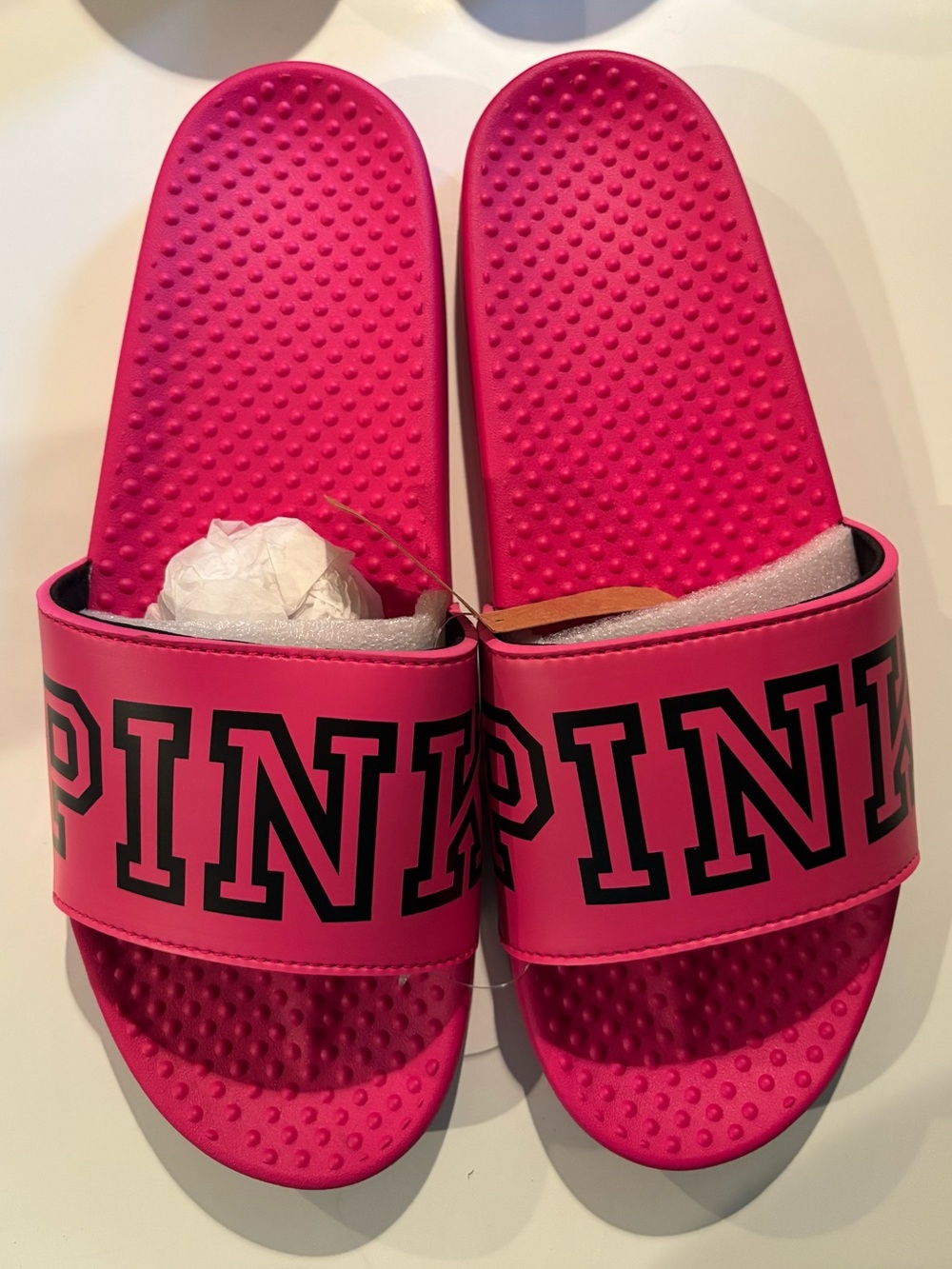 PINK Hot Pink Slide Sandals